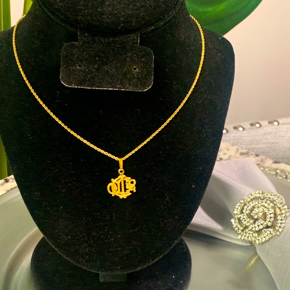 Authentic Christian Dior rare Signature Logo Pendant Necklace